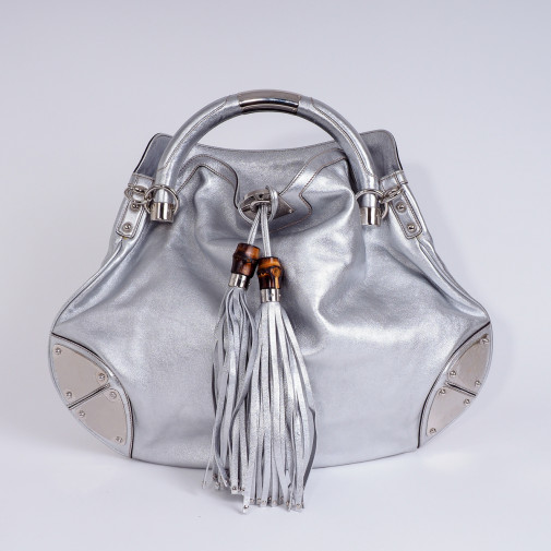 Sac Indy cuir lamé argenté