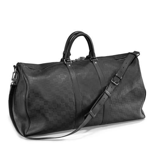 Sac Louis Vuitton Keepall 55 en cuir Infini Damier noir