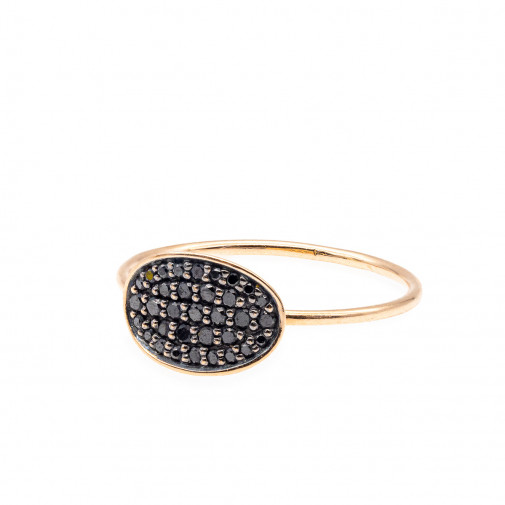 Bague Mini Sequin Black Or rose 18k