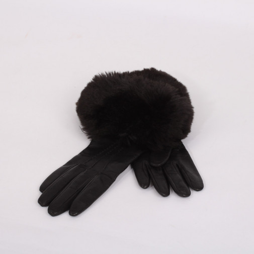 Paire de gants en cuir noir taille 6 1/2