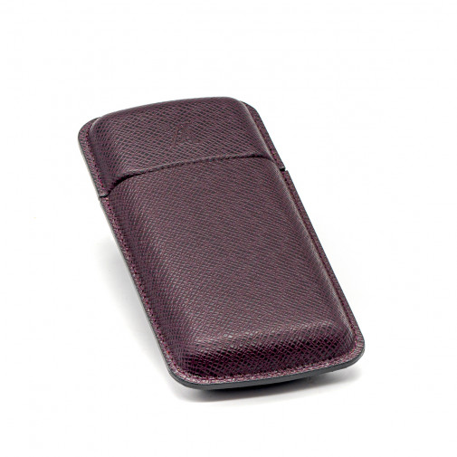 Etui 3 cigares Gipse cuir Taïga acajou