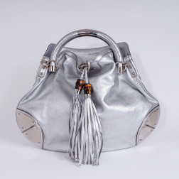 Sac Indy cuir lamé argenté
