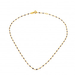 Collier Perles résine gris souris et or rose 18k - 42 cm