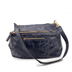 Sac Pandora en cuir vieilli bleu Abysse