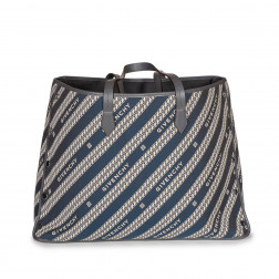 Cabas Bond Shopper Grand Modèle en toile Jacquard Chain bleu