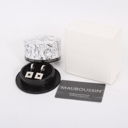 Paire de clips d'oreilles diamants et or gris 18k