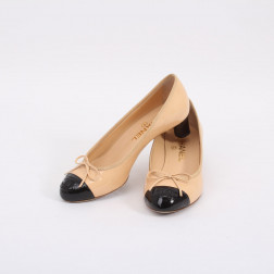 Escarpins bicolores en cuir de veau verni - Pointure 36