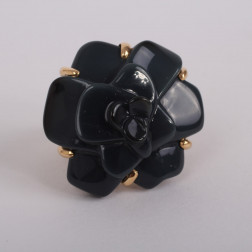 Bague Camélia Grand Modèle Edition Limitée onyx bleu or jaune 18k