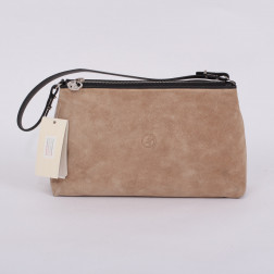 Sac-pochette porté-main daim beige