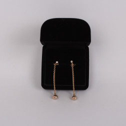 Paire de long pendants d'oreilles 3 ors 18k