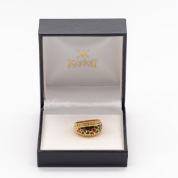 Bague en or jaune 18k 24 diamants et émail