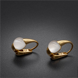 Boucles d'oreilles M'ama Non Mama or rose 18k et Pierre de Lune