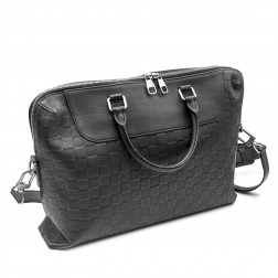 Porte-documents Jour en cuir Damier Infini noir 