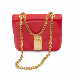 Sac à main C Bag Small en cuir lisse rouge