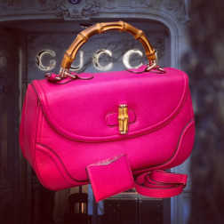 Sac New Bamboo T.G.M. en cuir gréné fuchsia 