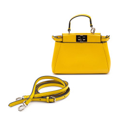 Sac Fendi Peekaboo Mini pocket en cuir souple jaune canari