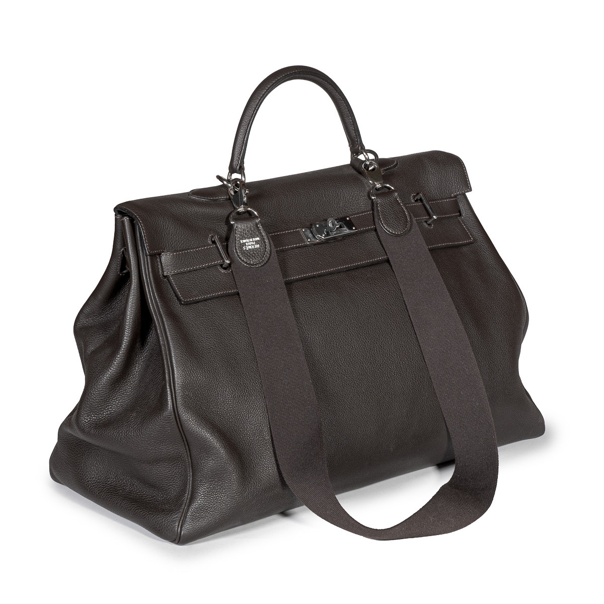 Sac de voyage HERMES Kelly 50 en cuir Epsom Ebene