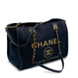 Sac Cabas Chanel Collector Deauville 19A en toile marine et lurex doré