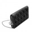 Pochette en cuir Cannage verni noir