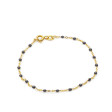 Bracelet 17 cm en perles de resine gris foncé et or rose 18k