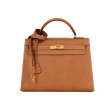 Sac Kelly 32 Piqué Sellier en cuir Courchevel gold 