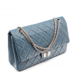 Sac Chanel 2.55 Jumbo en cuir vieilli bleu