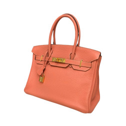 Sac à main Birkin 30 en cuir Clémence Rose Crevette