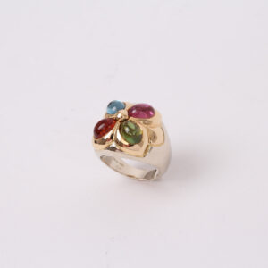 Anillo dos oros y piedras preciosas - Imagen 3
