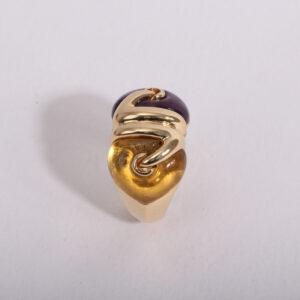 Ring yellow gold 18k citrine and améthyst stones - Image 2