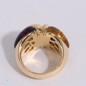 Ring yellow gold 18k citrine and améthyst stones - Image 4