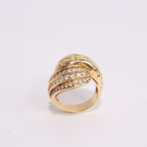 Anillo cruzado con diamantes y oro de 18 k - Imagen 2