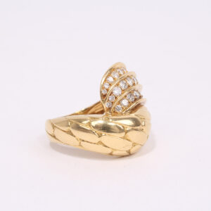 Anillo cruzado con diamantes y oro de 18 k - Imagen 4
