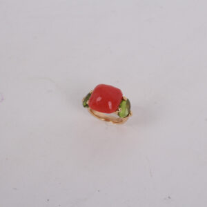 Bague Capri or 18K corail et peridots – Image 7