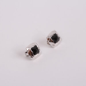 Pair of earrings cabochons and white gold - Image 2