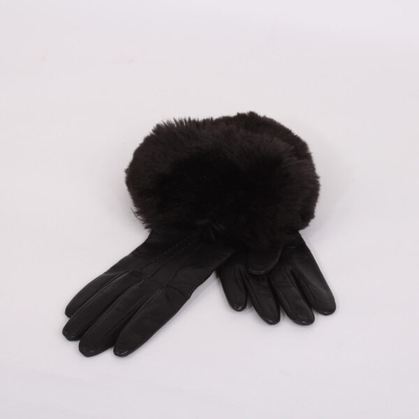 Paire de gants en cuir noir taille 6 1/2-0
