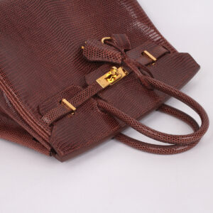 Sac Birkin 25 en lézard couleur Cognac – Image 10