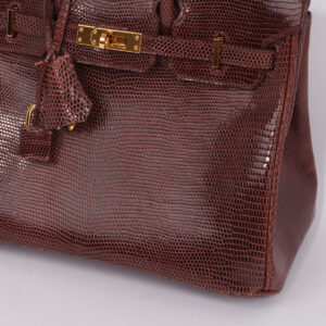 Sac Birkin 25 en lézard couleur Cognac – Image 14