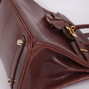 Sac Birkin 25 en lézard couleur Cognac – Image 9