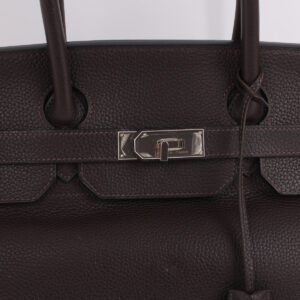 Sac Shoulder en cuir Togo chocolat – Image 3