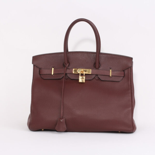 Sac Birkin 35 cuir gréné rouge brique-0