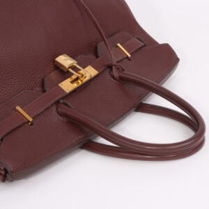 Bolso Birkin 35 de cuero granulado rojo ladrillo - Imagen 11