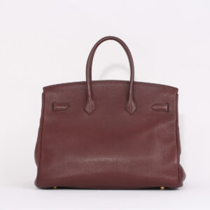 Bolso Birkin 35 de cuero granulado rojo ladrillo - Imagen 3