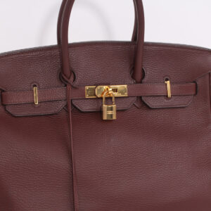 Bolso Birkin 35 de cuero granulado rojo ladrillo - Imagen 5