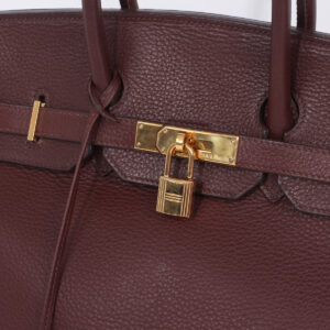 Bolso Birkin 35 de cuero granulado rojo ladrillo - Imagen 6