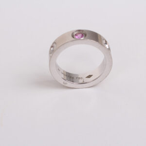Bague Empreinte or blanc 18k et saphir rose – Image 3