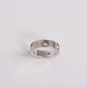 Bague Empreinte or blanc 18k et saphir rose – Image 2