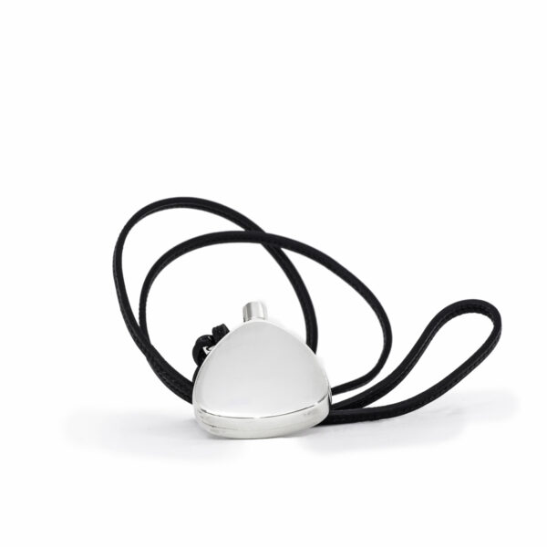 Pendentif Fiole à parfum triangulaire en argent et son lien en cuir-0