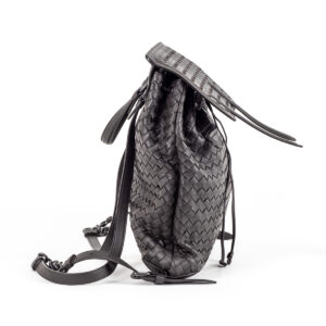 Backpack dark grey braided leather - Image 2