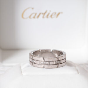 Bague Tank Française or blanc 18k. et diamants – Image 3
