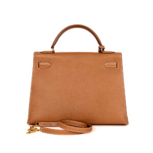 Bolso de mano Kelly 32 Piqué Sellier de cuero Courchevel gold - Imagen 3